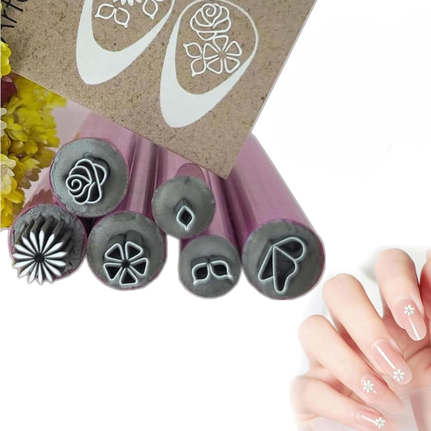 6PCS Nail Art Flower Stamp Pen, Nail Art Stamp Pen Set, Nail Art Stamp Pens DIY Nail Art Tools,Dotting Tools Nail Art Nail Graffiti for DIY