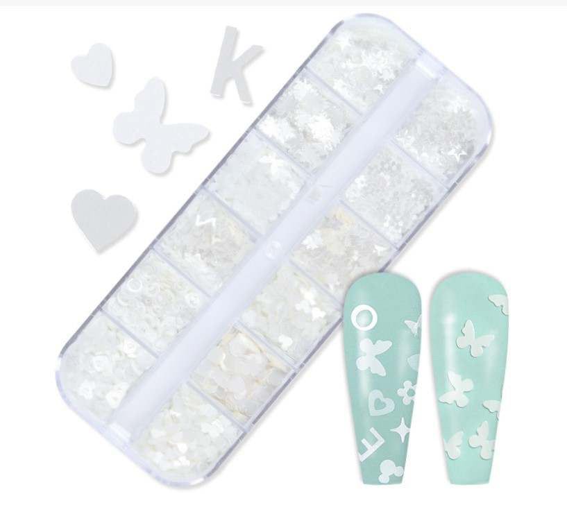 white heart butterfly flower sequins - 3